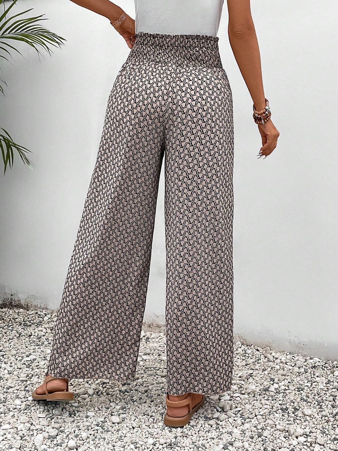 Tied Printed Wide Leg Pants