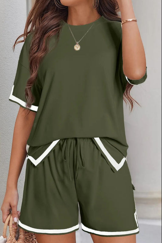 Round Neck Half Sleeve Top and Shorts Set