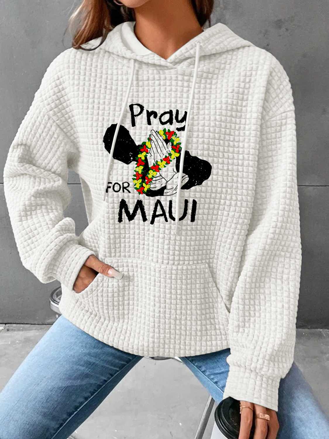 Full Size PRAY FOR MAUI Graphic Drawstring Hoodie