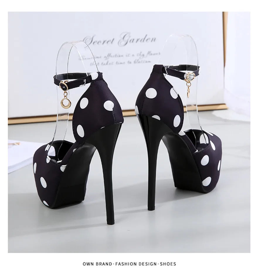 Thin Heels Polka Dot Peep Toe