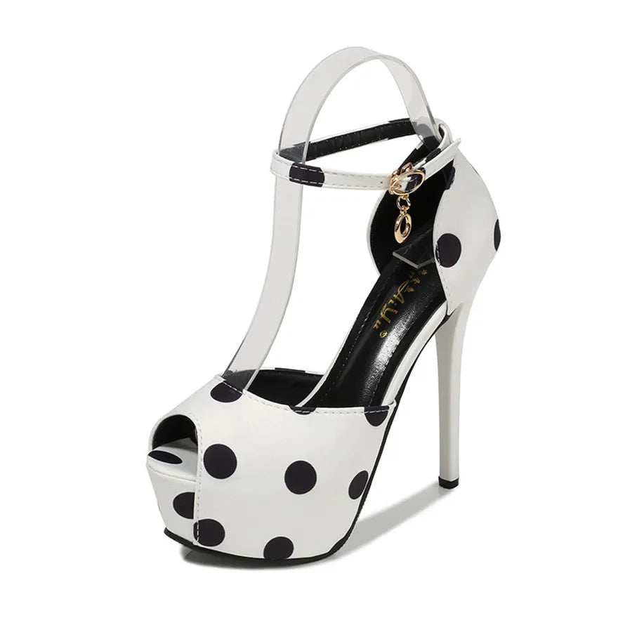 Thin Heels Polka Dot Peep Toe