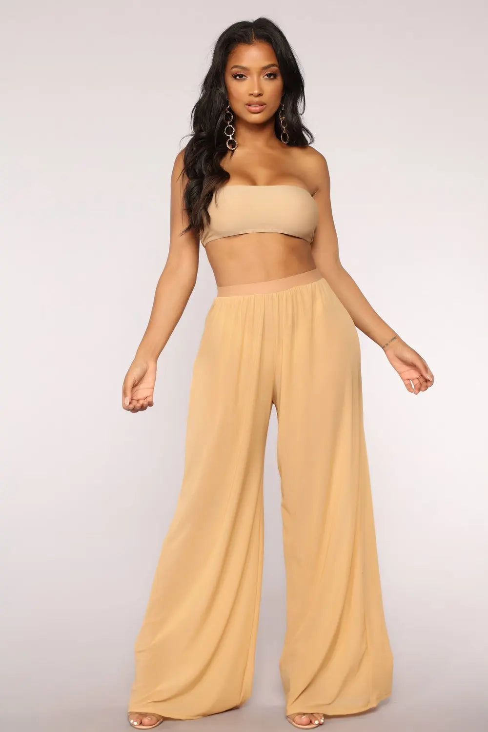 Boho Wide Leg High Waist Mesh Pants