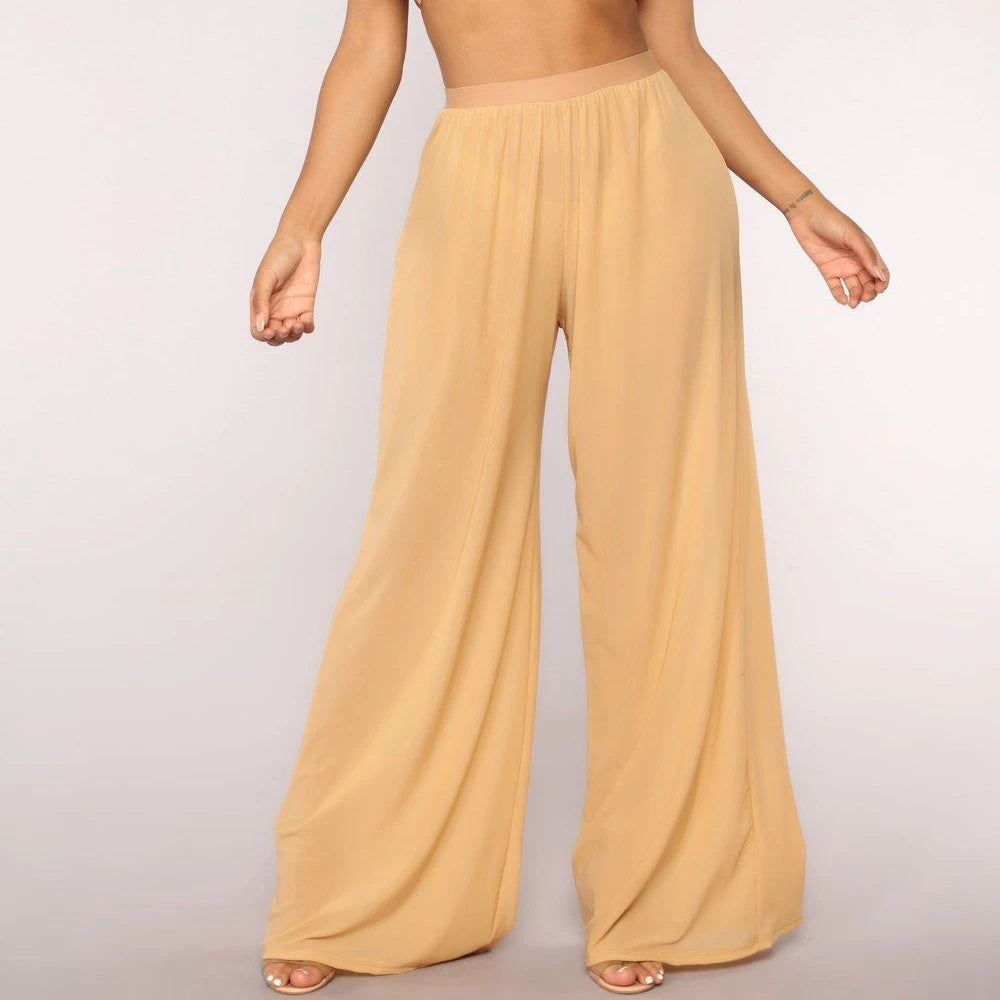 Boho Wide Leg High Waist Mesh Pants