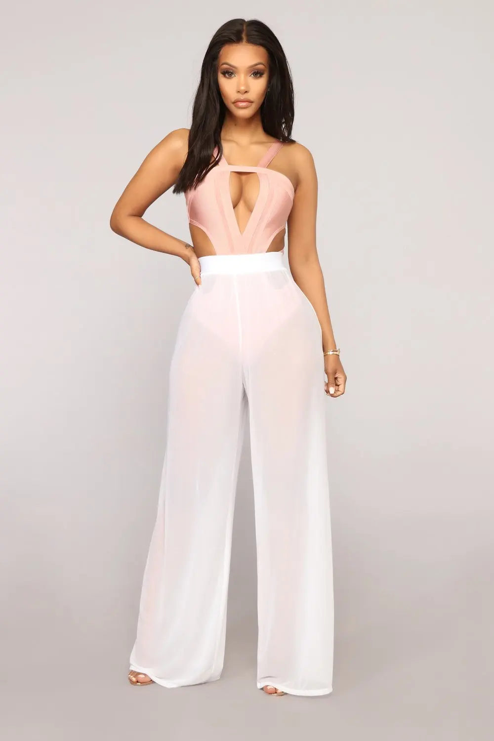 Boho Wide Leg High Waist Mesh Pants