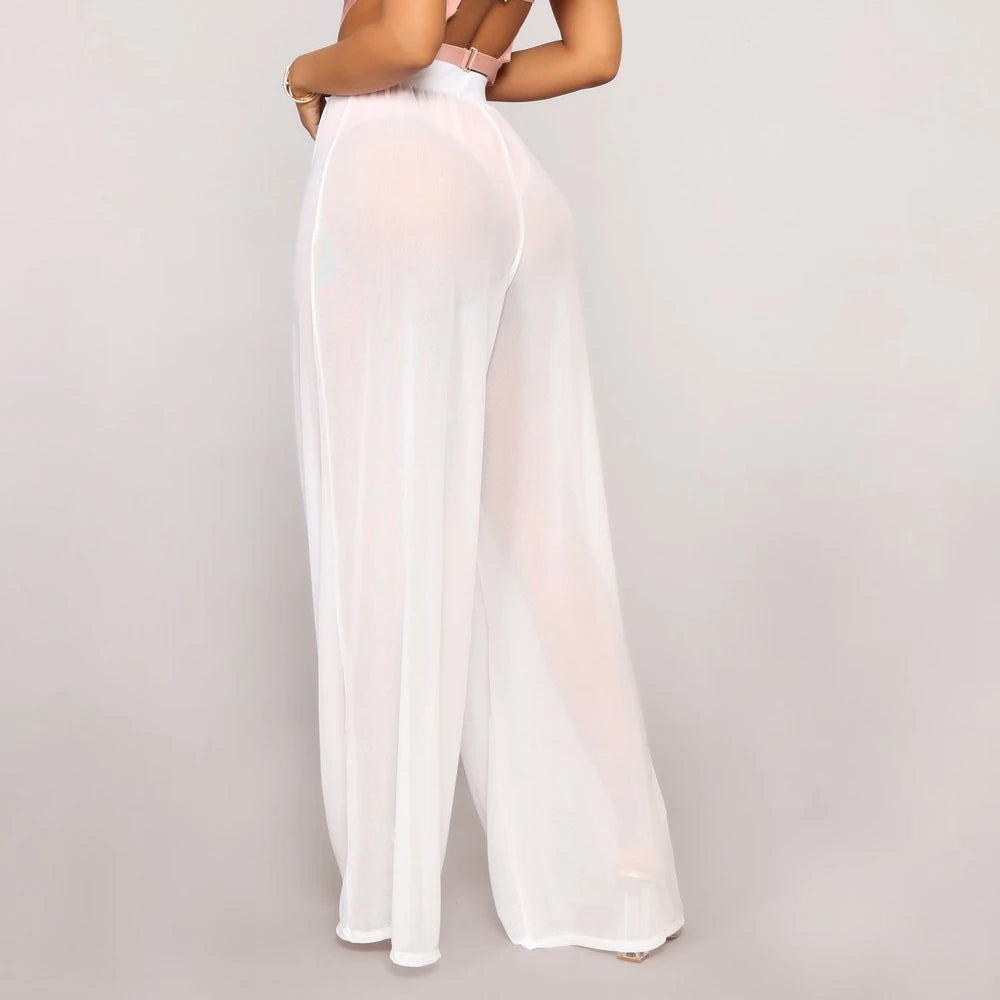 Boho Wide Leg High Waist Mesh Pants