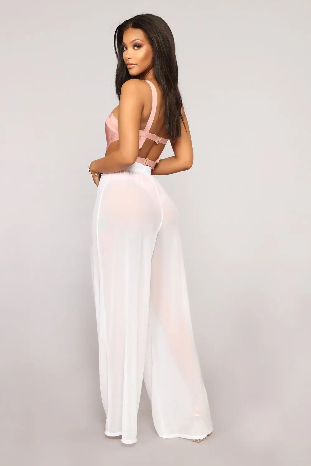 Boho Wide Leg High Waist Mesh Pants