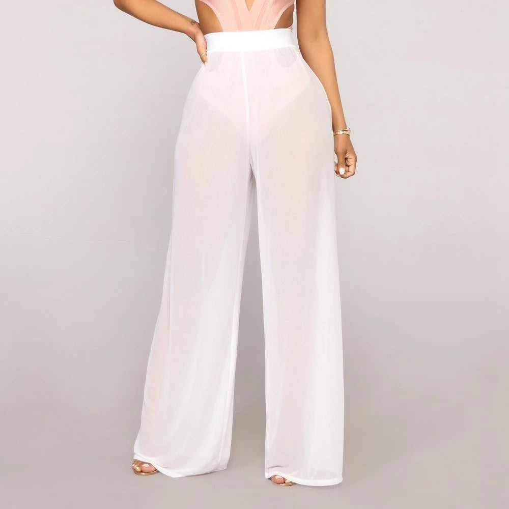 Boho Wide Leg High Waist Mesh Pants