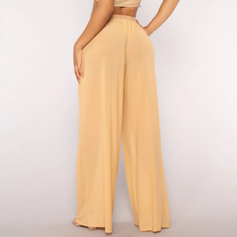 Boho Wide Leg High Waist Mesh Pants