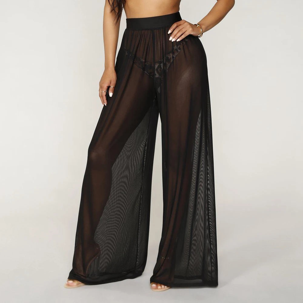 Boho Wide Leg High Waist Mesh Pants