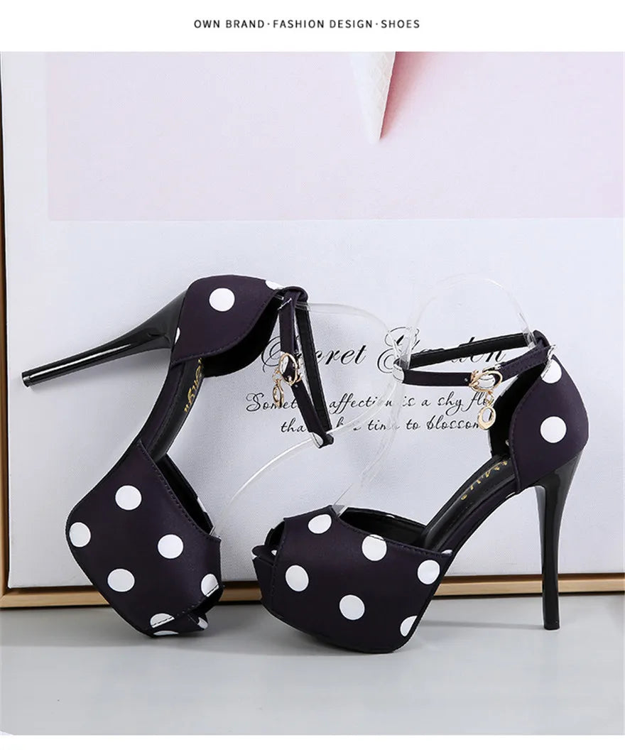 Thin Heels Polka Dot Peep Toe