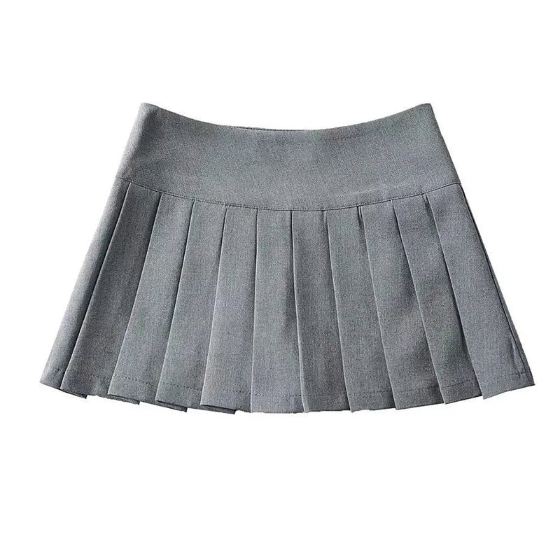 Side Split High Waist Pleated Mini Skirt