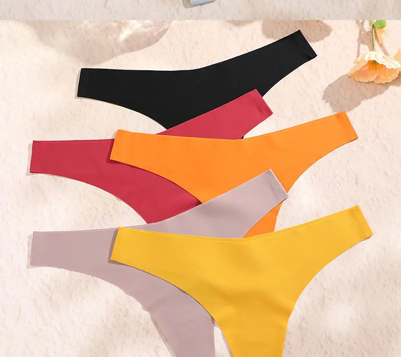 3PCS/SET Sexy G-String Underwear Female T-back Intimates Lingerie Seamless Low Waist Underpants 10 Color Lady Bikini Panty XS-XL