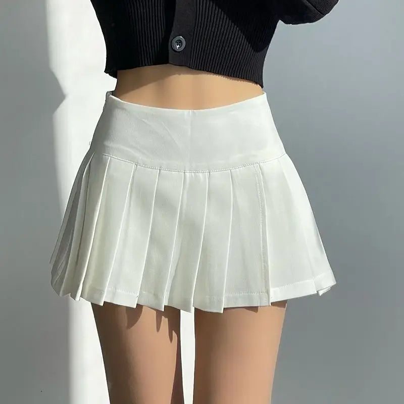 Side Split High Waist Pleated Mini Skirt