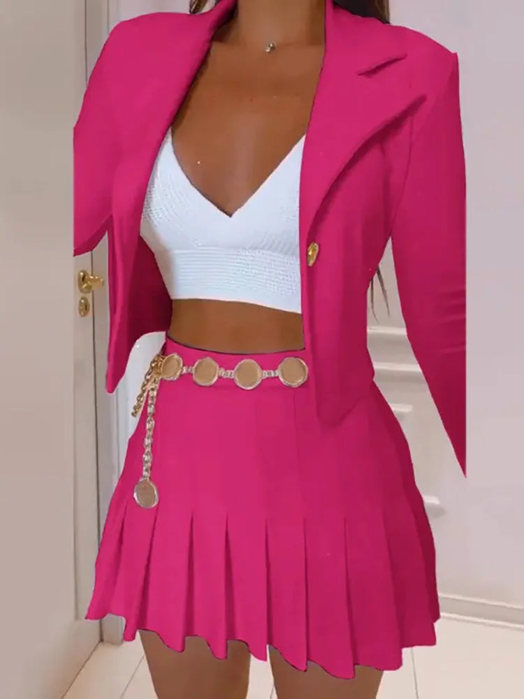 Pleated Party Skirt Matching Suit