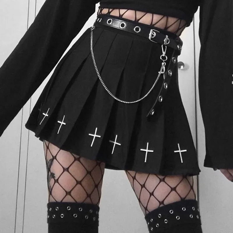 Black Punk Rock Pleated Set - Goth Girl