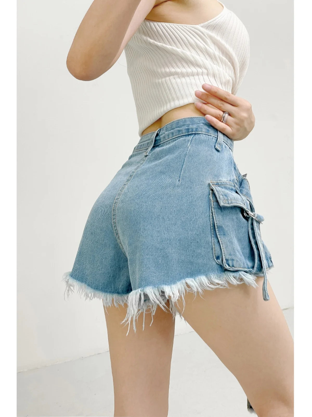 Retro Fashion High Waist Irregular Denim Jeans