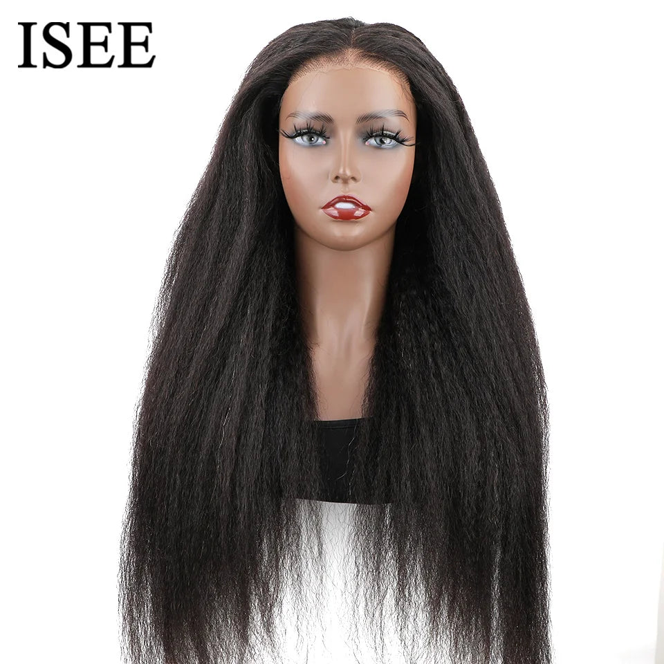 Glueless ISEE wig Hair Brazilian Kinky Straight 
6x4 HD 100% Glueless Preplucked