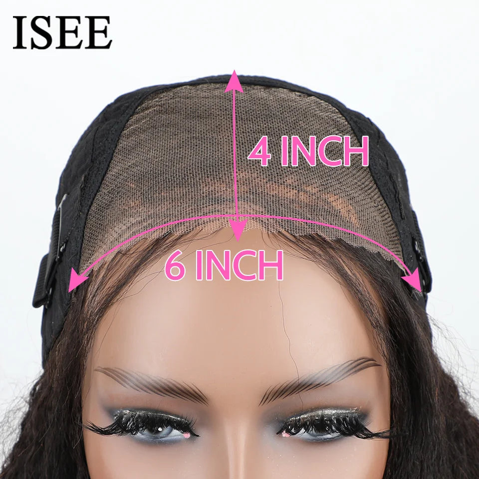 Glueless ISEE wig Hair Brazilian Kinky Straight 
6x4 HD 100% Glueless Preplucked