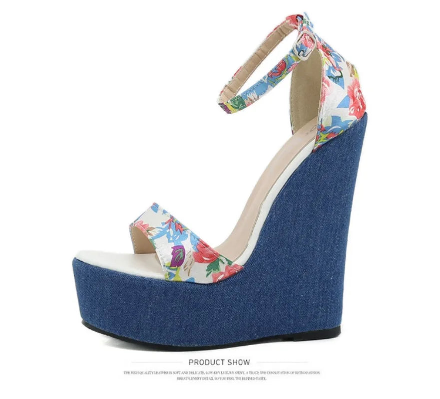 Fashion High Heel Sandals Denim