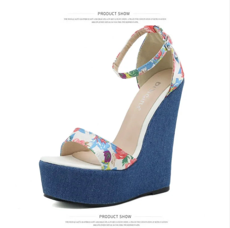 Fashion High Heel Sandals Denim