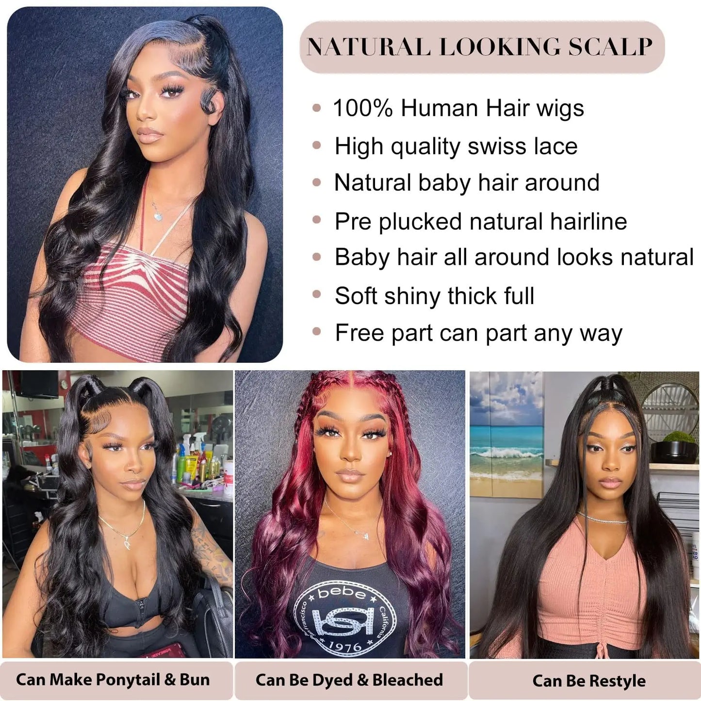 (180% D) 40 Inch Lace 13x6 Human Hair Body Wave Lace 
Glueless Human Hair Wigs