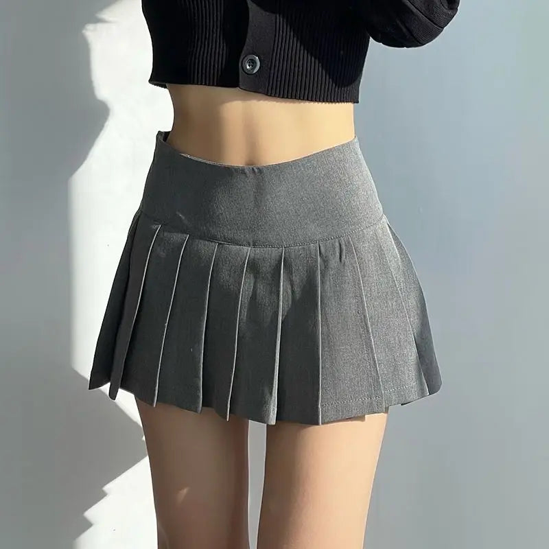 Side Split High Waist Pleated Mini Skirt