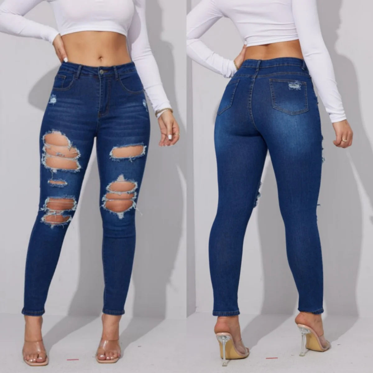 Ripped Stretch Skinny Denim Jeans