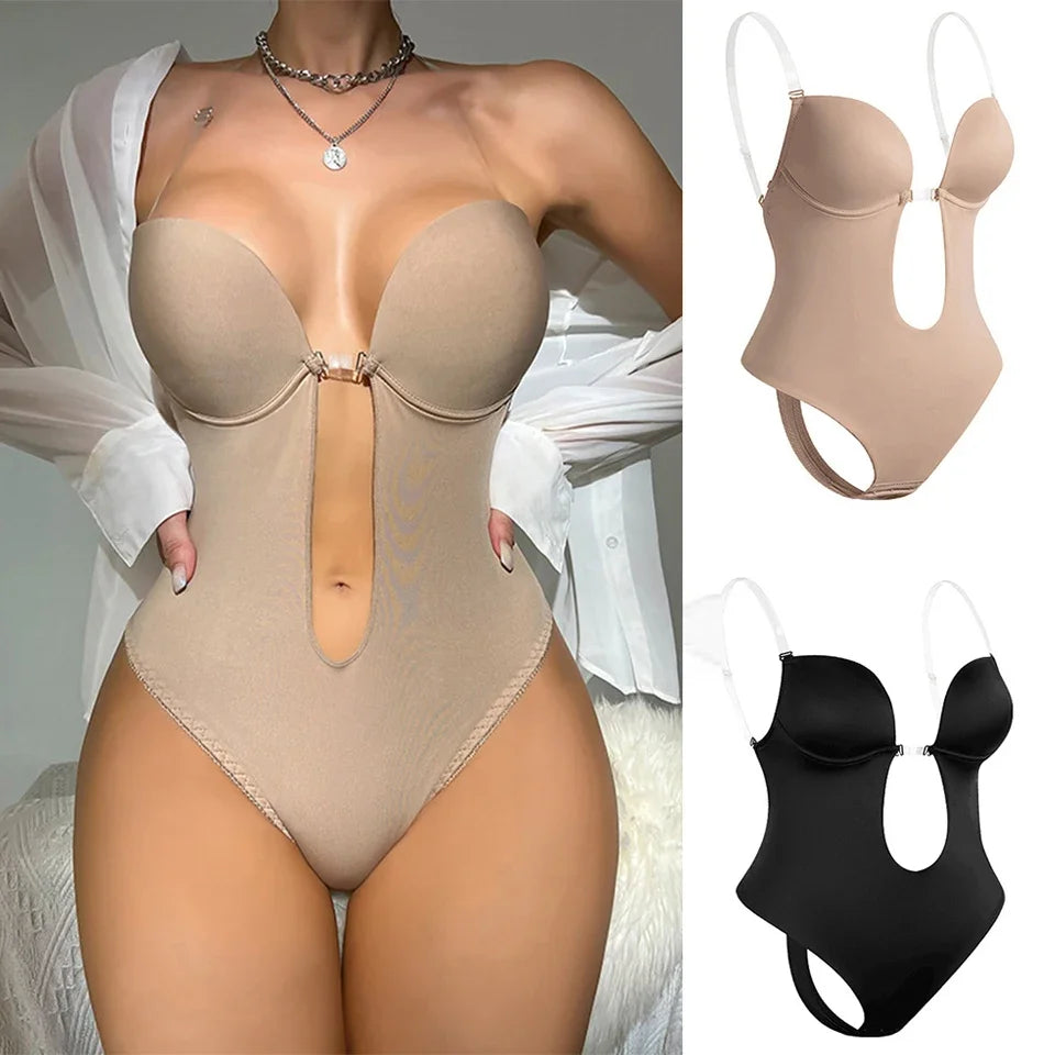 Women Full Body Shaper Bra Backless Bodysuit Thong Invisible Shapers Tummy Control Shapewear Girdles Sheath Slimming Underwear