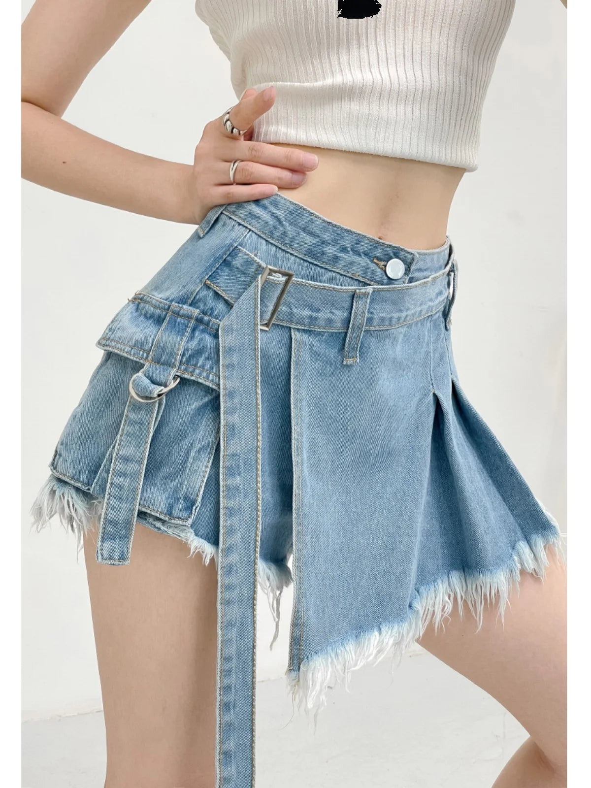 Retro Fashion High Waist Irregular Denim Jeans