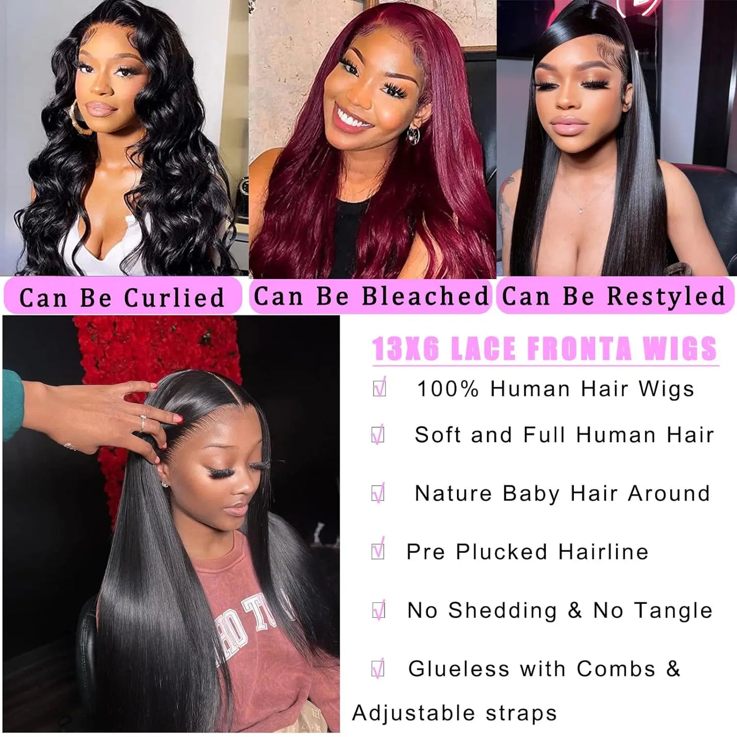 150% D/Straight Lace Frontal Wig Human Hair 
13x4 HD Pre Plucked 100% Human Glueless Brazilian Hair