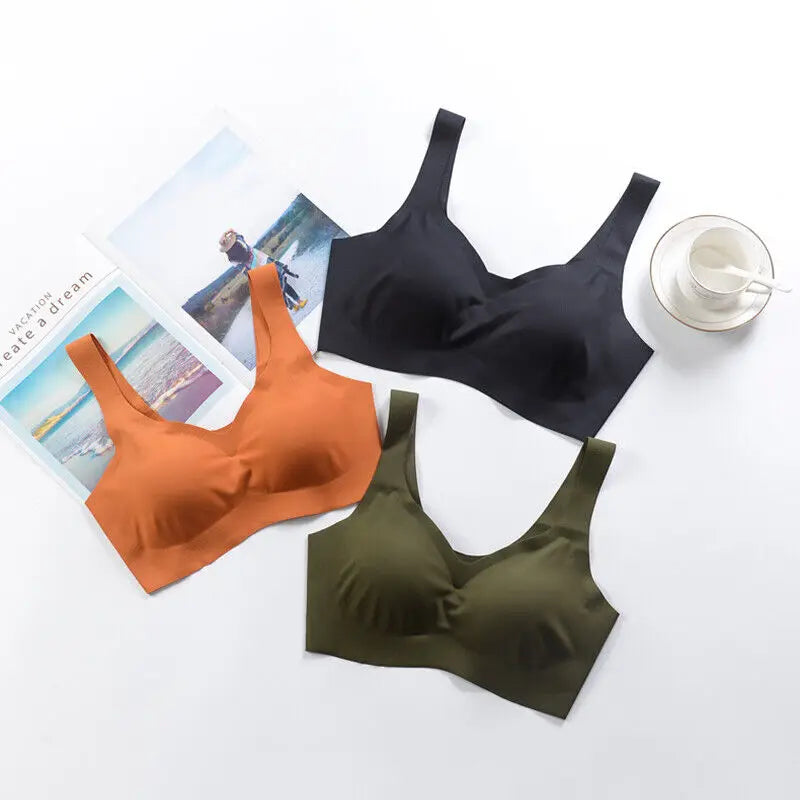 Seamless Ice Silk Bra Removable Chest Pad