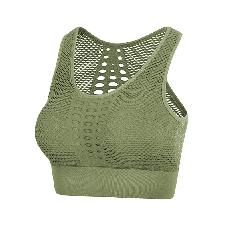 Breathable Active Sports Bra 
Sexy Mesh Top Push Up