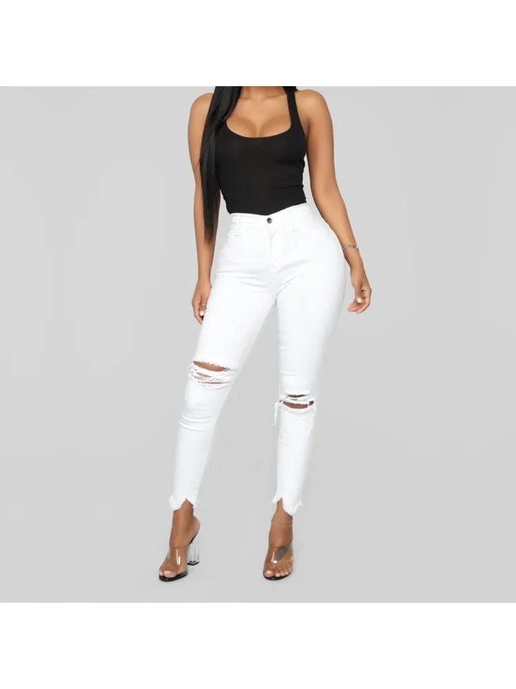 Fashionable Solid Color Denim Jeans