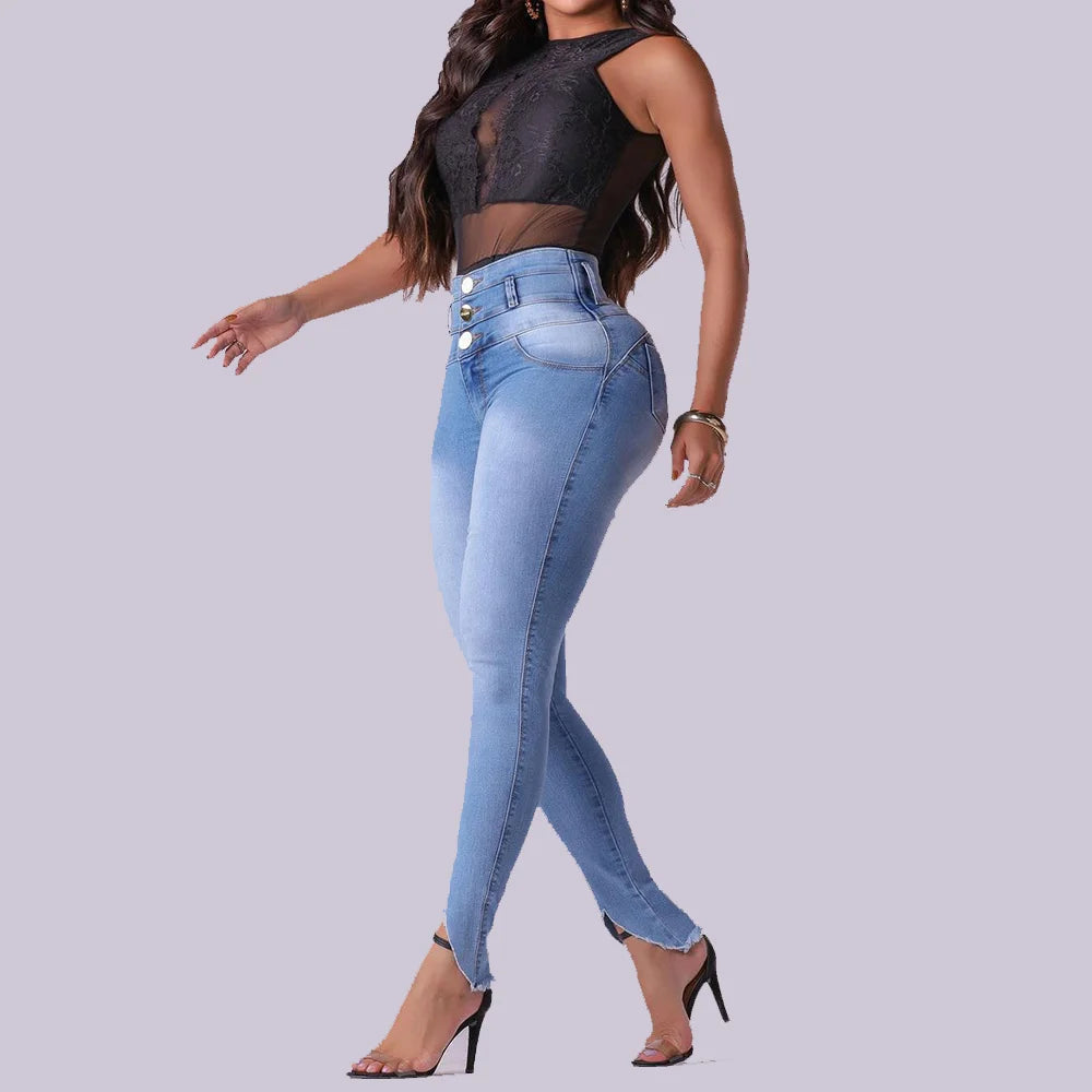 Mid-waist Stretch Slim-fit Denim Jeans