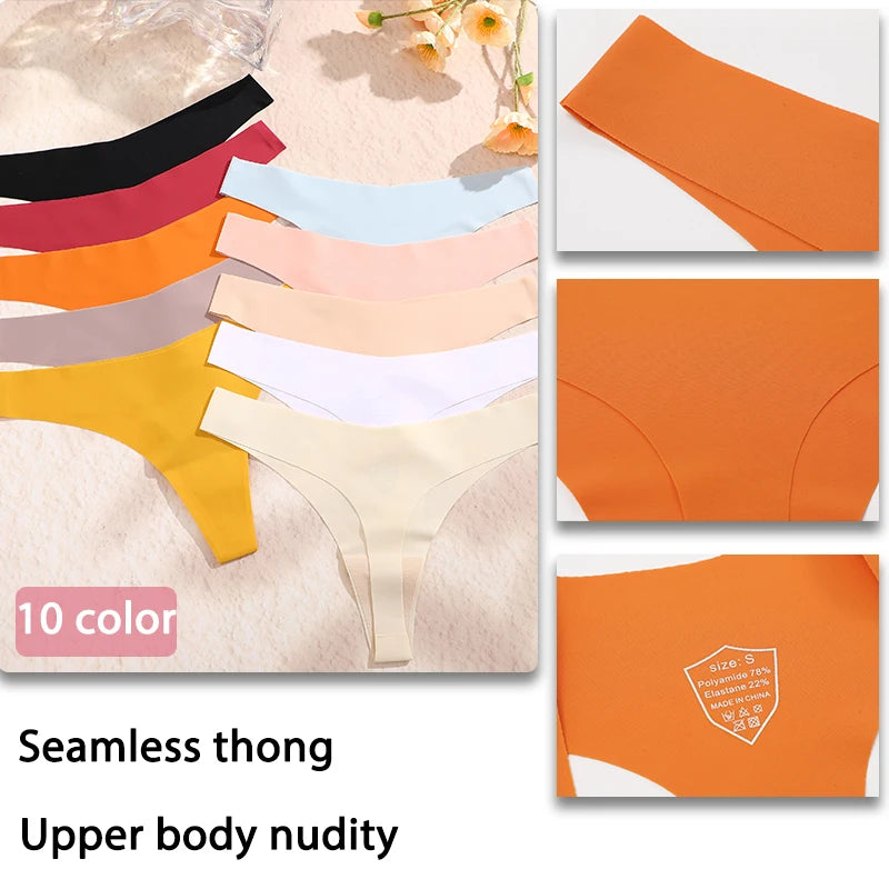 3PCS/SET Sexy G-String Underwear Female T-back Intimates Lingerie Seamless Low Waist Underpants 10 Color Lady Bikini Panty XS-XL