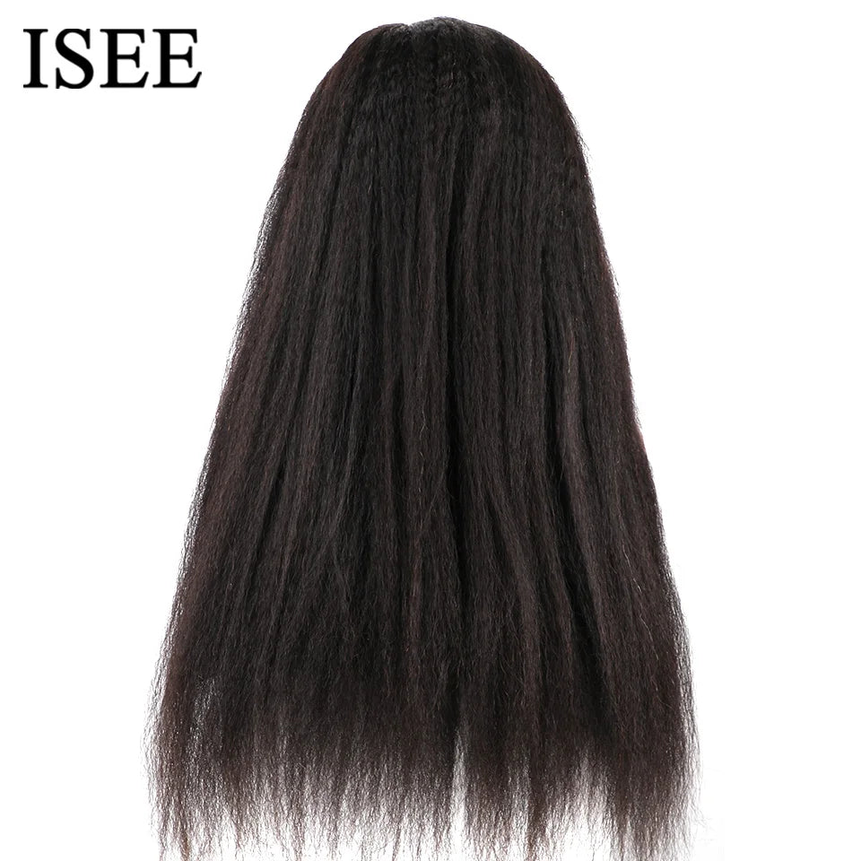 Glueless ISEE wig Hair Brazilian Kinky Straight 
6x4 HD 100% Glueless Preplucked