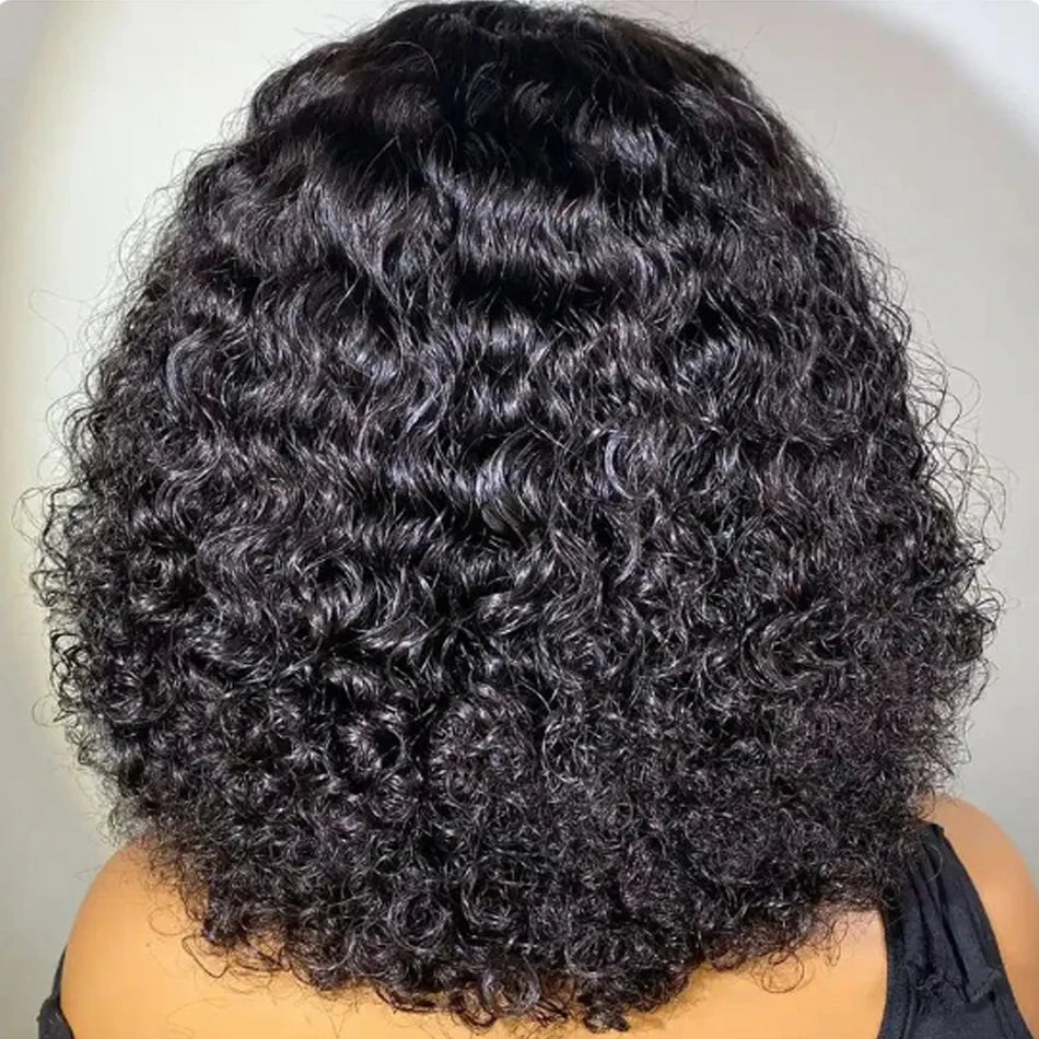 Glueless Kinky Curly Bob Wig Ready To Wear 
100% Brazilian Human Hair