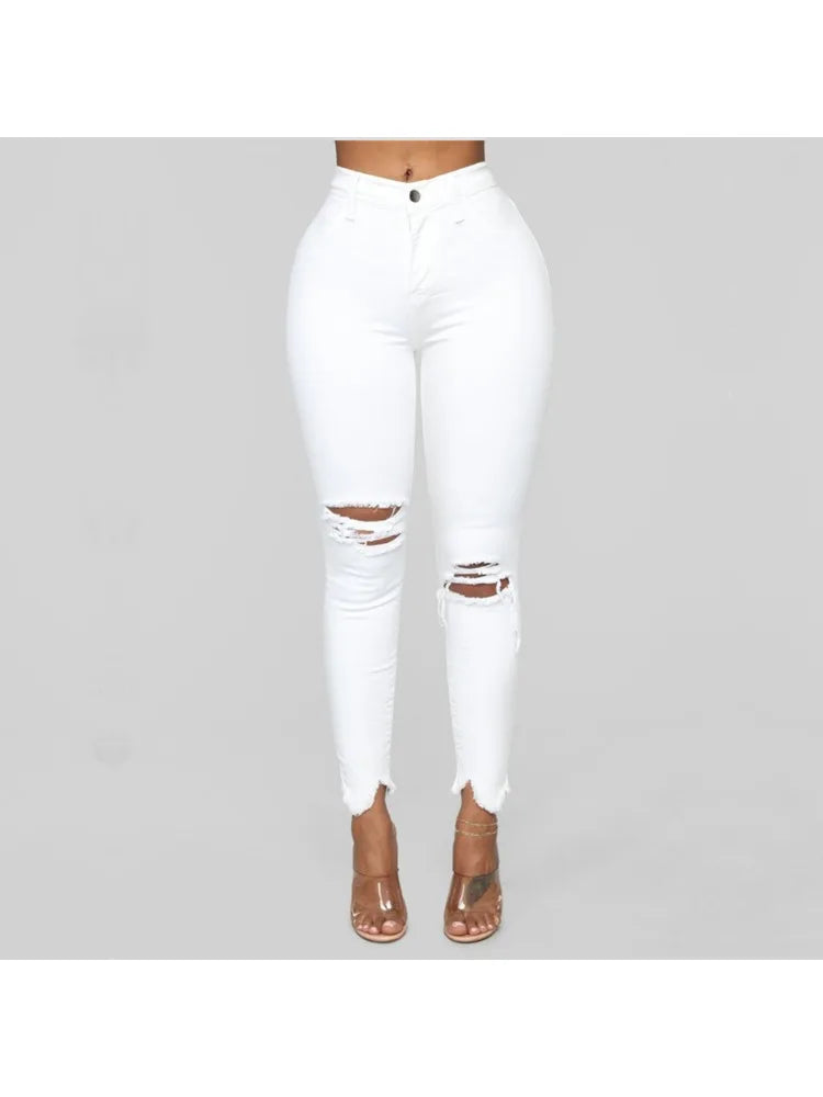 Fashionable Solid Color Denim Jeans