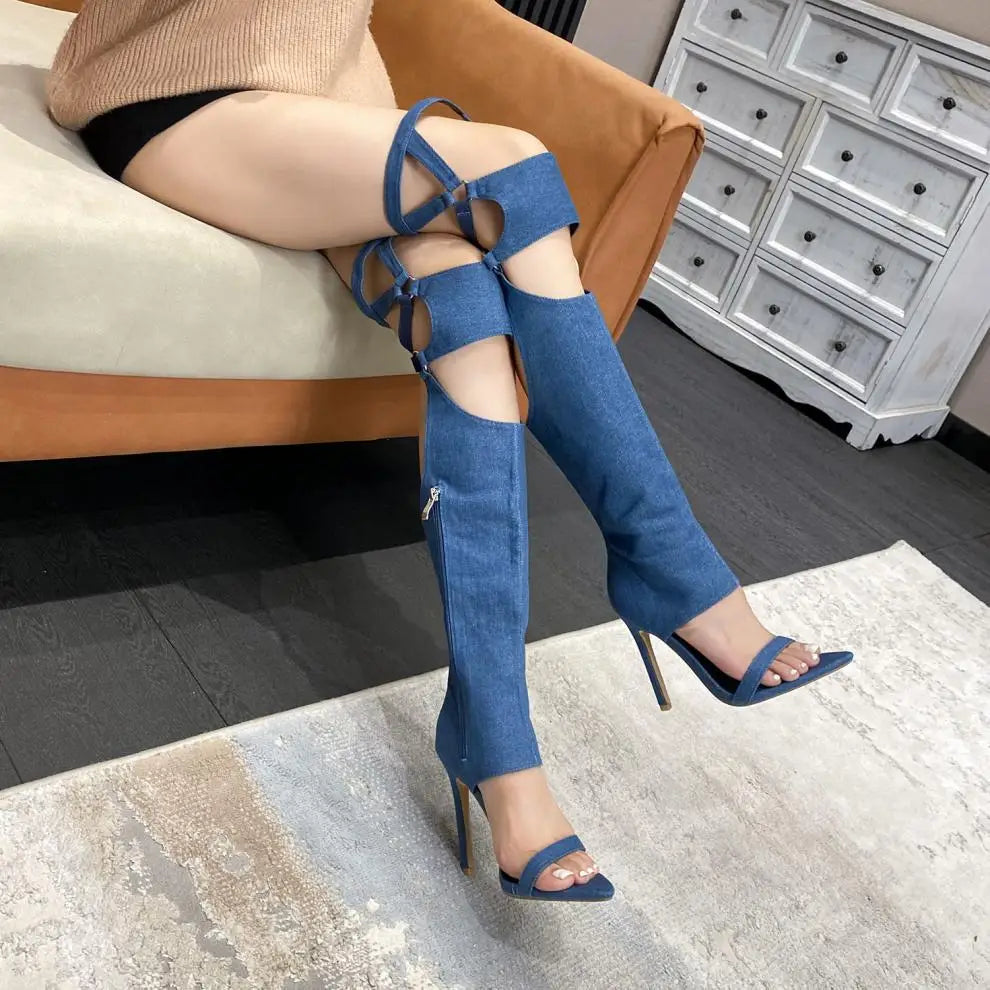 Sexy High Heel Cool Boots Denim