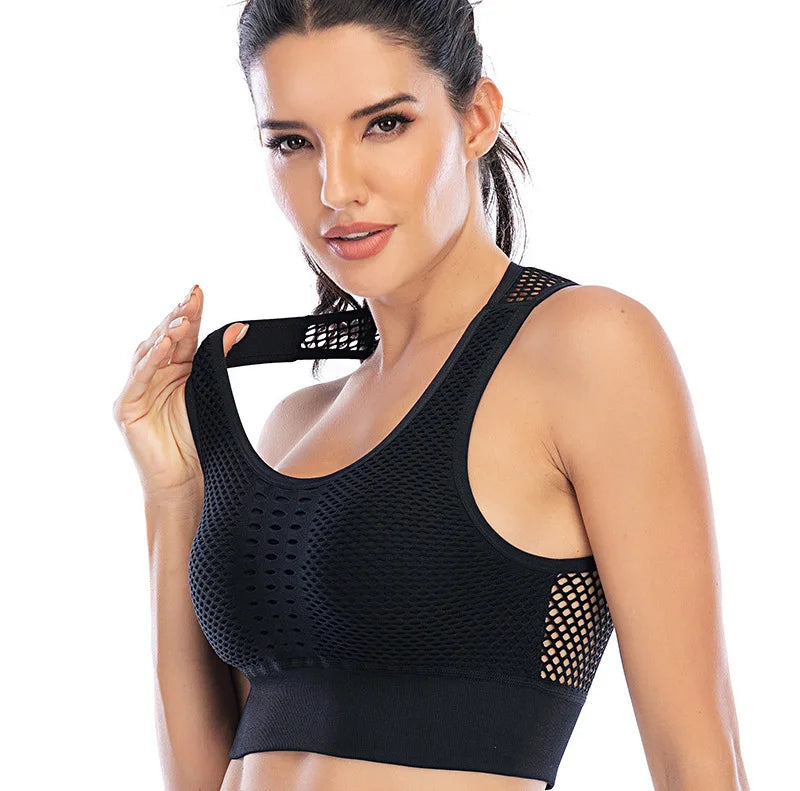 Breathable Active Sports Bra 
Sexy Mesh Top Push Up