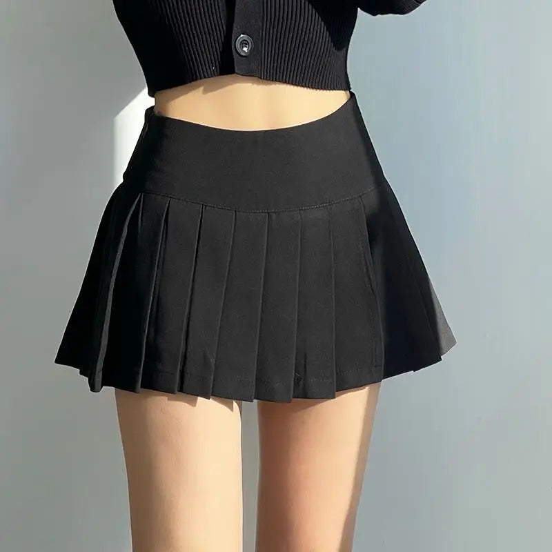 Side Split High Waist Pleated Mini Skirt