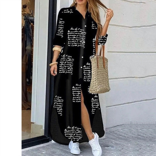 Elegant Shirt Dress Women 
Long Sleeve/Button