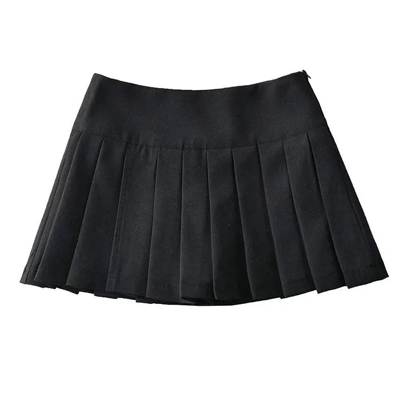 Side Split High Waist Pleated Mini Skirt