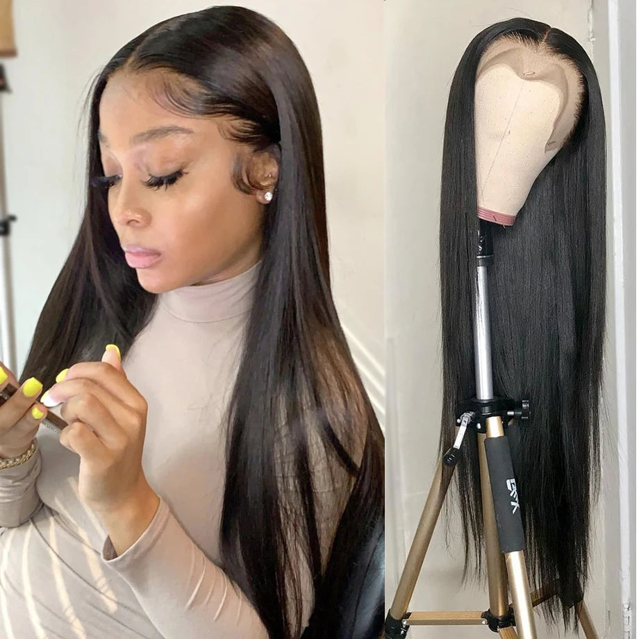 150% D/Straight Lace Frontal Wig Human Hair 
13x4 HD Pre Plucked 100% Human Glueless Brazilian Hair