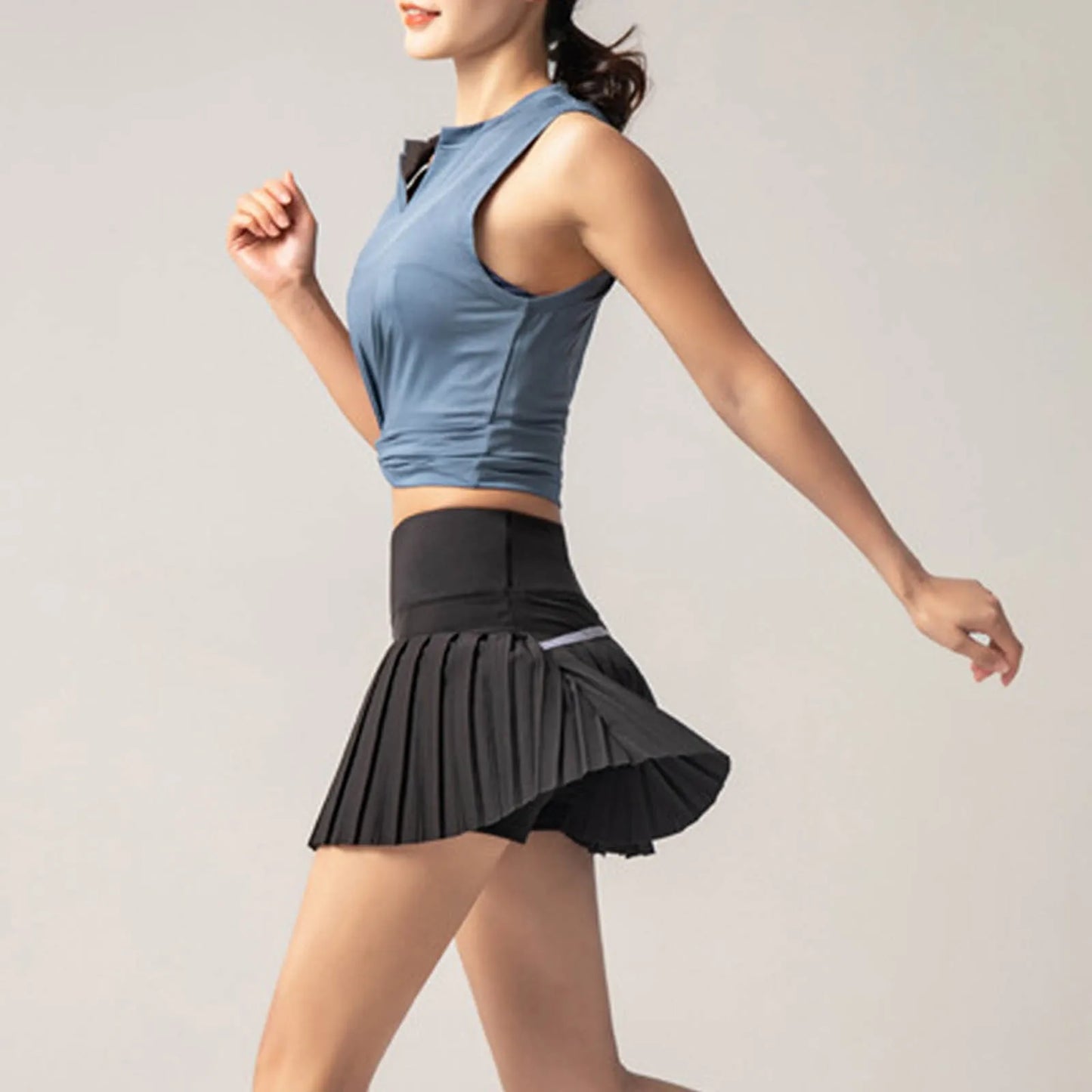 High Waist Pleated Mini Skirt