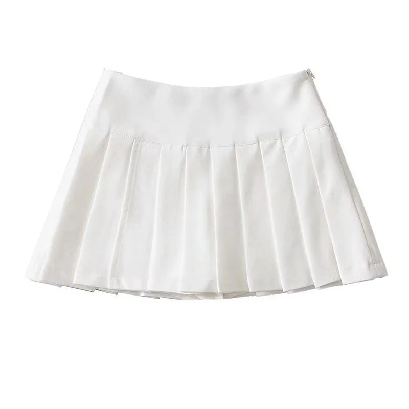 Side Split High Waist Pleated Mini Skirt