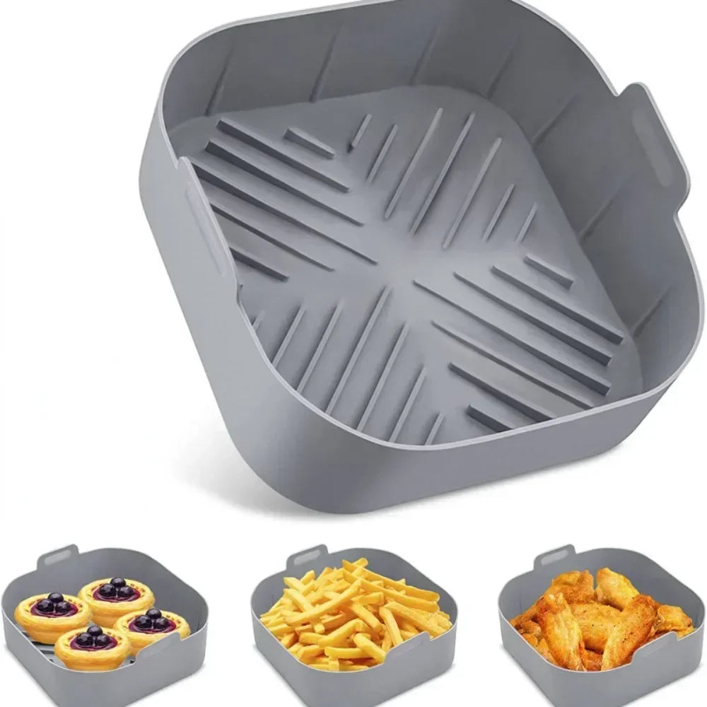 20cm Silicone Air Fryers Liner Basket Square Reusable