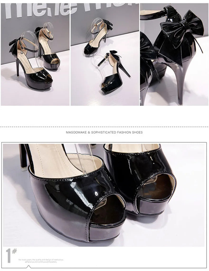 Elegant Bow-knot Peep Toe Crystal Buckle