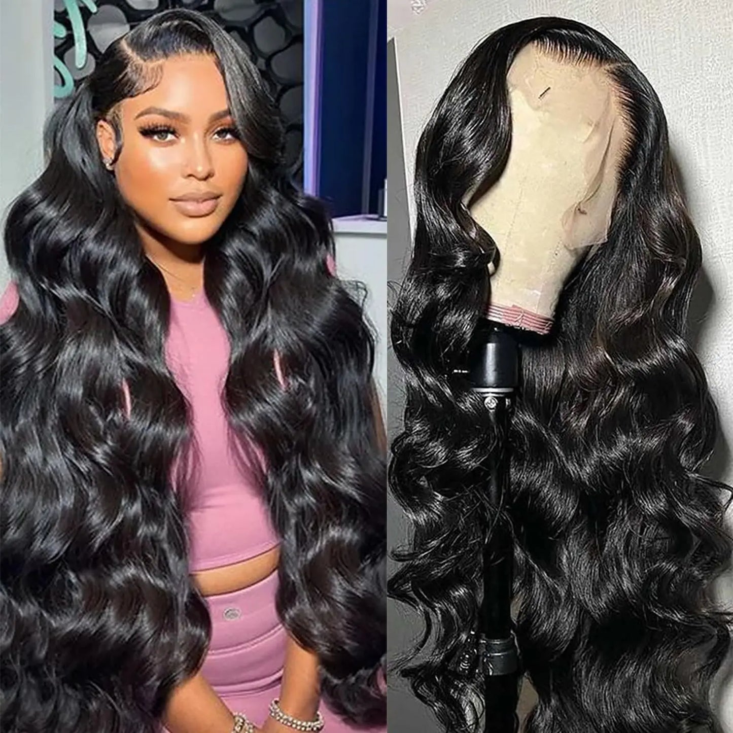 (180% D) 40 Inch Lace 13x6 Human Hair Body Wave Lace 
Glueless Human Hair Wigs