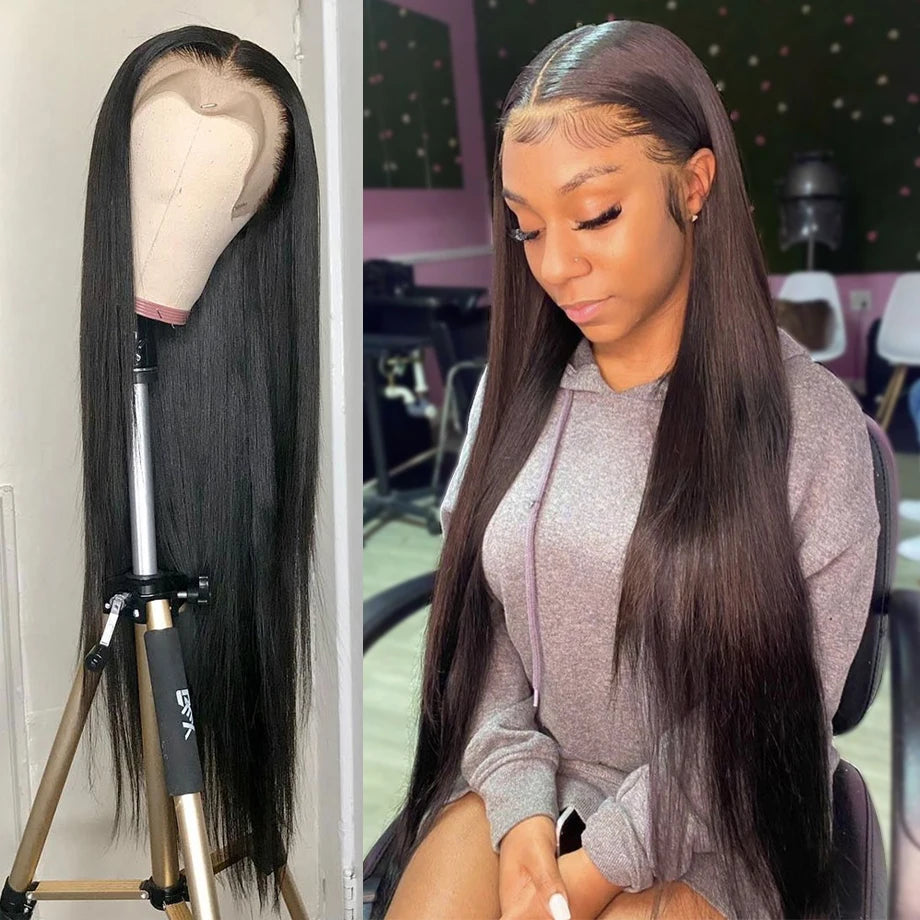 150% D/Straight Lace Frontal Wig Human Hair 
13x4 HD Pre Plucked 100% Human Glueless Brazilian Hair